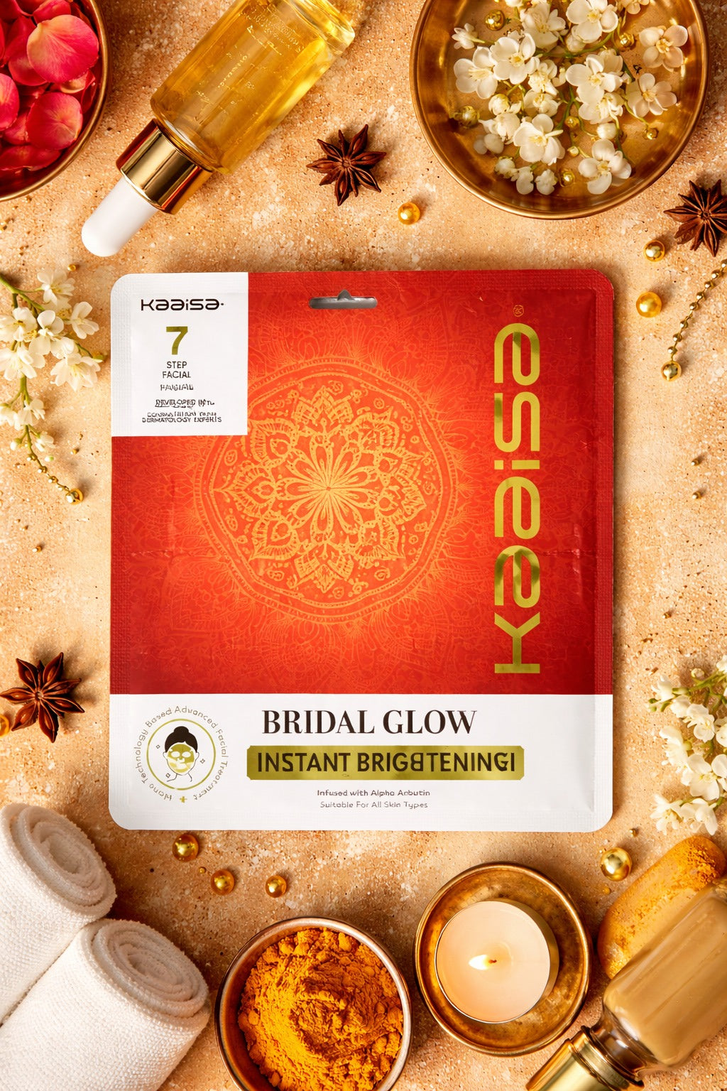 Kaaisa Bridal Glow facial kit festive lifestyle presentation